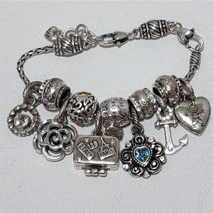 Brighton, suitcase, flower, anchor, heart, family, mother, sister charm bracelet